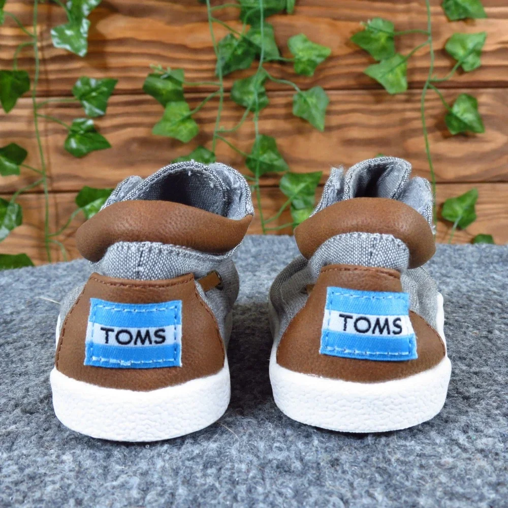 TOMS Paseo Mid‎ Toddler Boys Sneaker Size T3 Casual Walking Shoe Grey Chambray